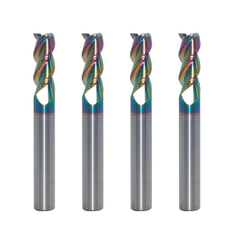 JIANXING Carbide Square End Mill for Aluminum, Copper Alloy, Plastic, 5/16" End Mill Bits, 3 Flute HRC 55 Deg DLC Coating, CNC Router Bits (4 Pieces) - Image 1